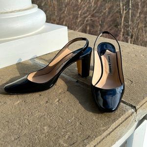 Manila Blahnik Black Kitten Heels